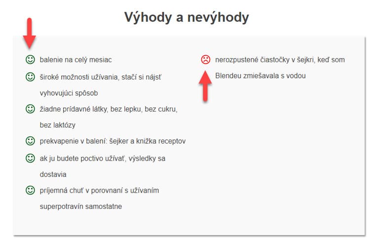 Výhody a nevýhody tabuľka