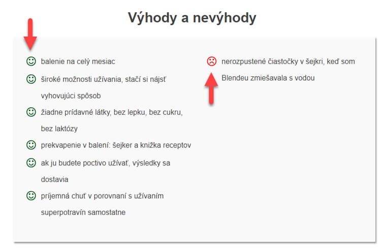 Výhody a nevýhody tabuľka