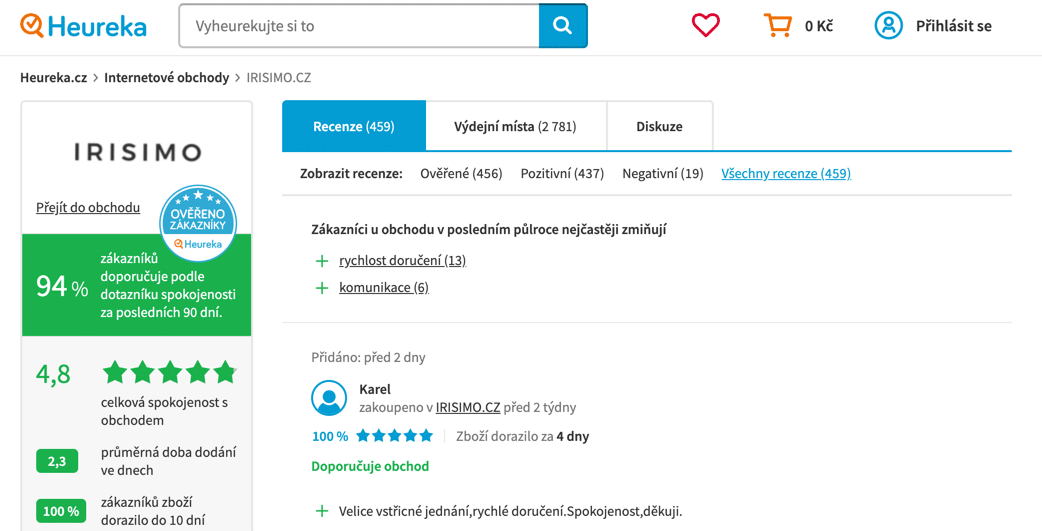 Irisimo Heureka.cz