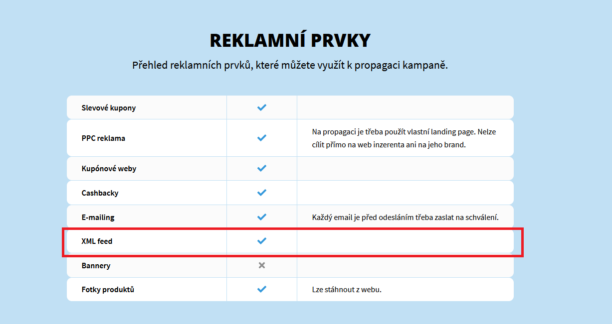 XML feed u affiliate kampaní