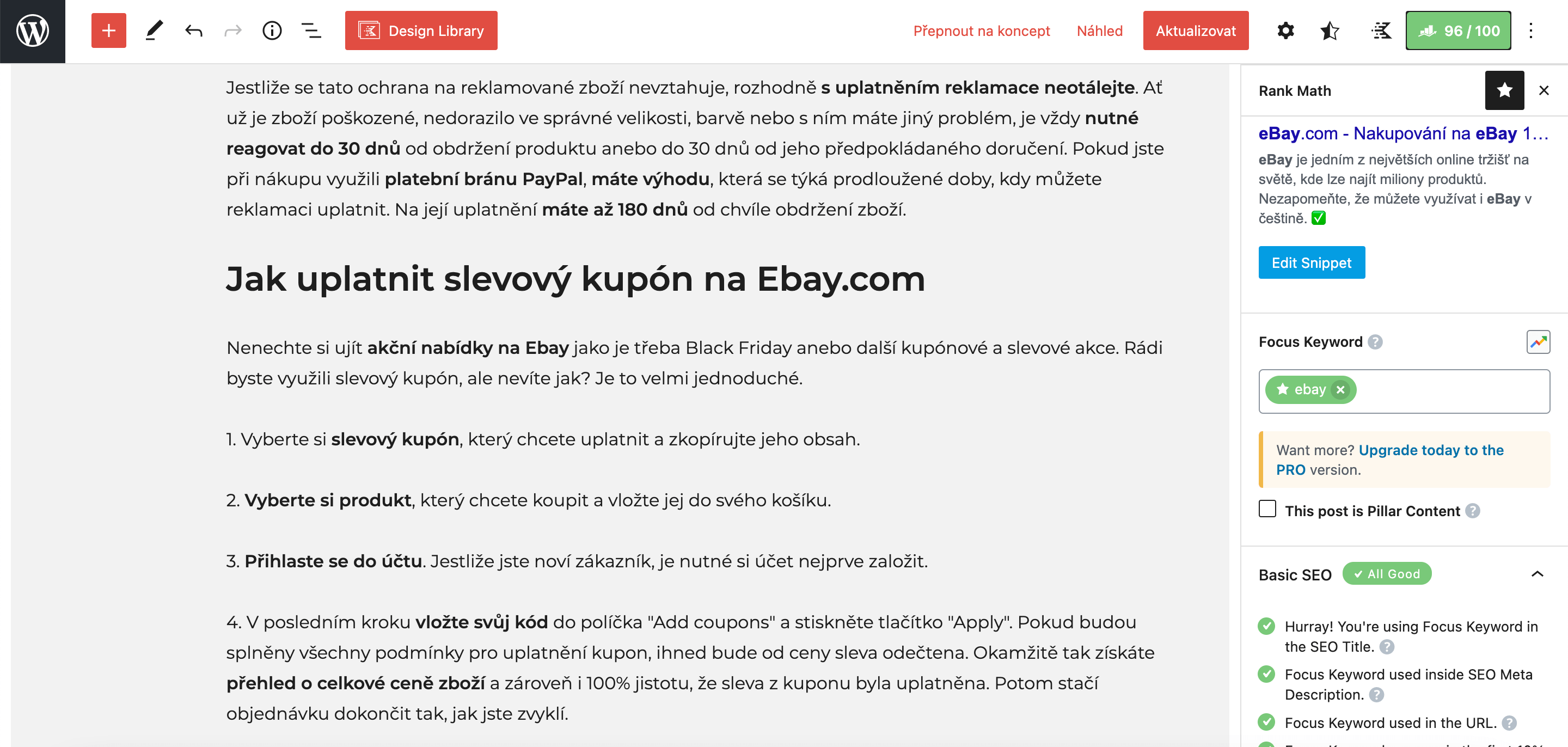 Článek o eBay - Neaktuální obsah