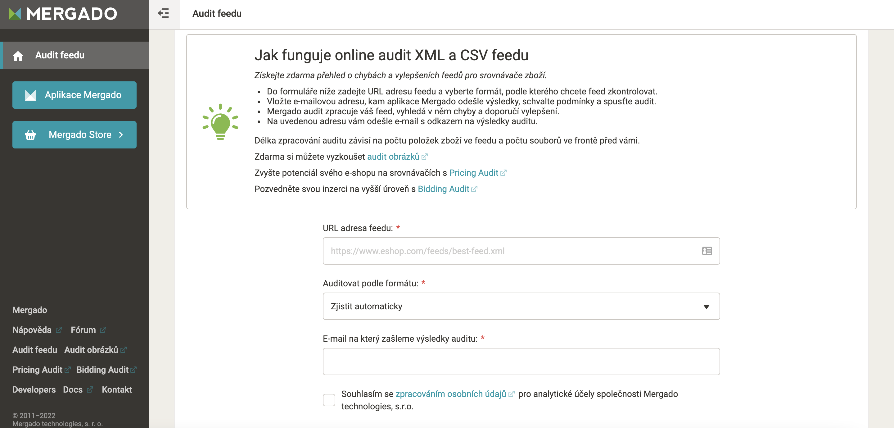 Jak funguje online audit XML a CSV feedu