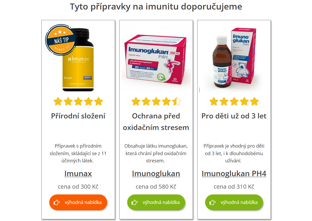 srovnání produktů na imunitu z Kombo.cz