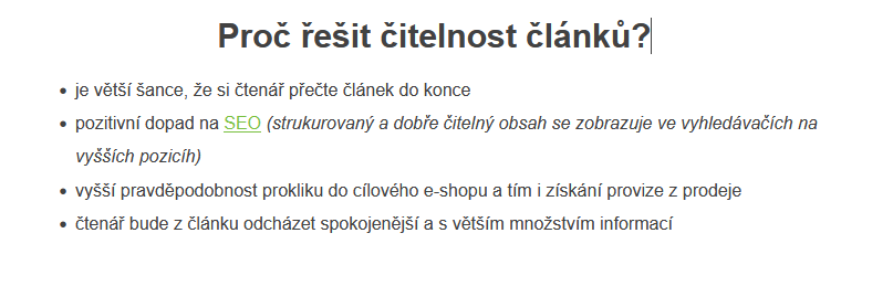 proč řešit čitelnost článků