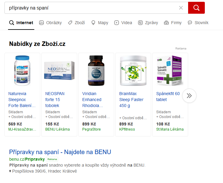 výsledky PPC reklamy na seznamu