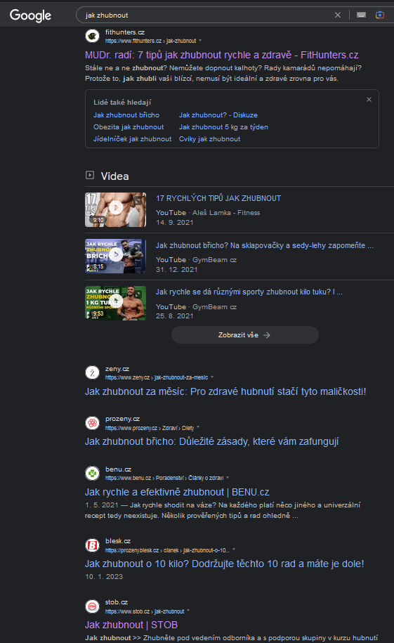 výsledky vyhledávání jak zhubnout 2 část