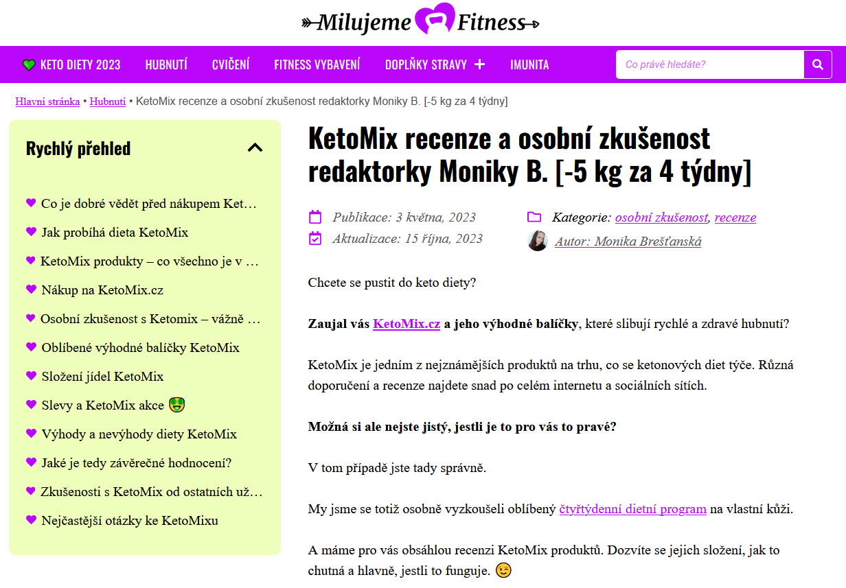 První recenze diety