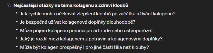 doplnění o FAQ